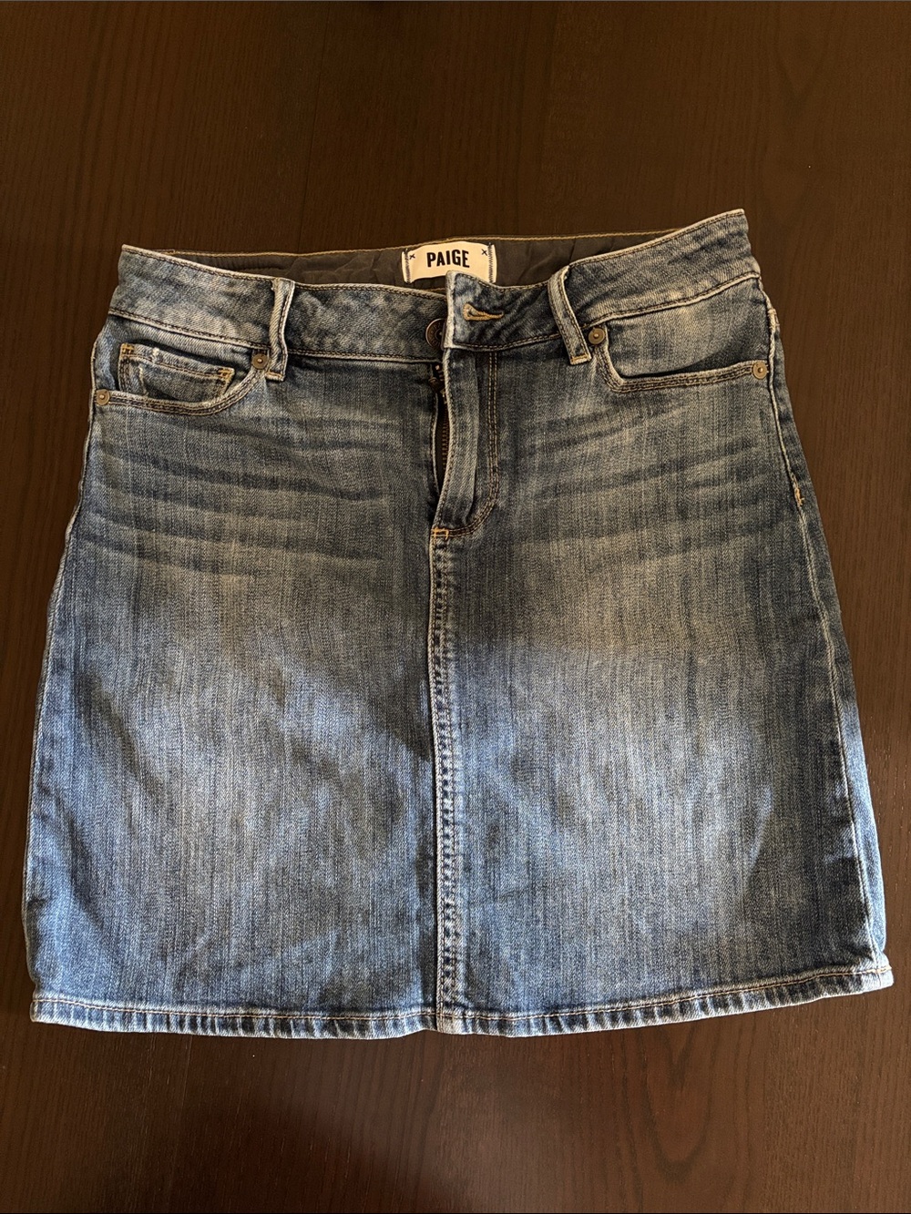 PAIGE Light Blue Denim Mini Skirt